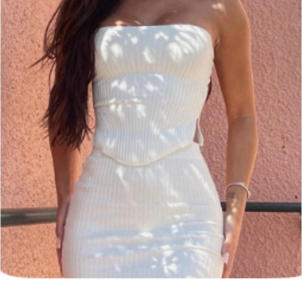 White Fox Boutique White Strapless skirt set